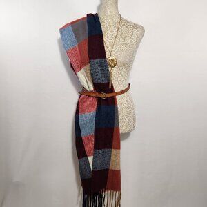 Cashmere Feel Italian Design Plaid Pattern Scarf Shawl Wrap Soft Viscose Blend